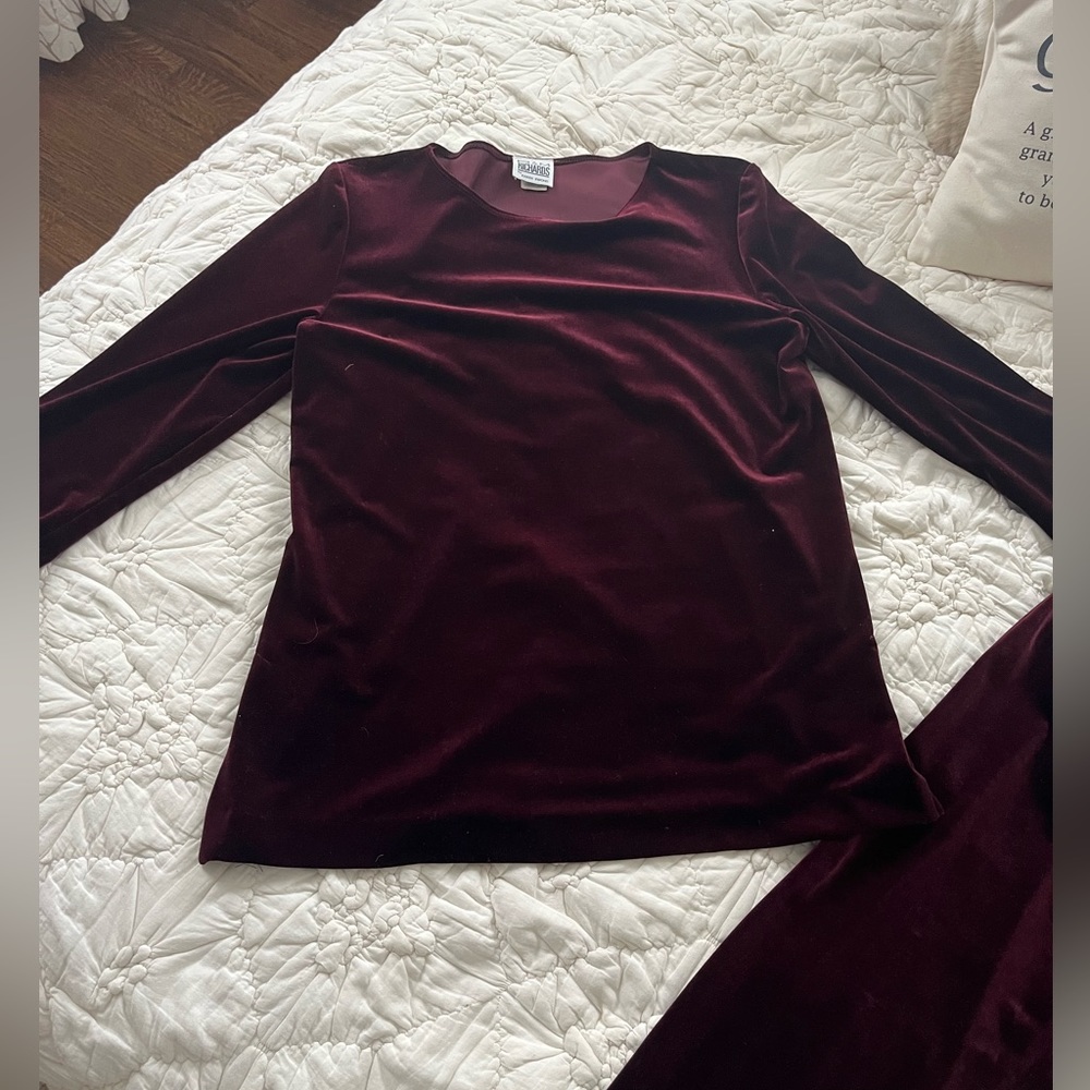 Velvet Burgundy Shirt & Pant Set